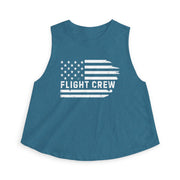 Distressed Flag "Flight Crew" Women's Crop Tank