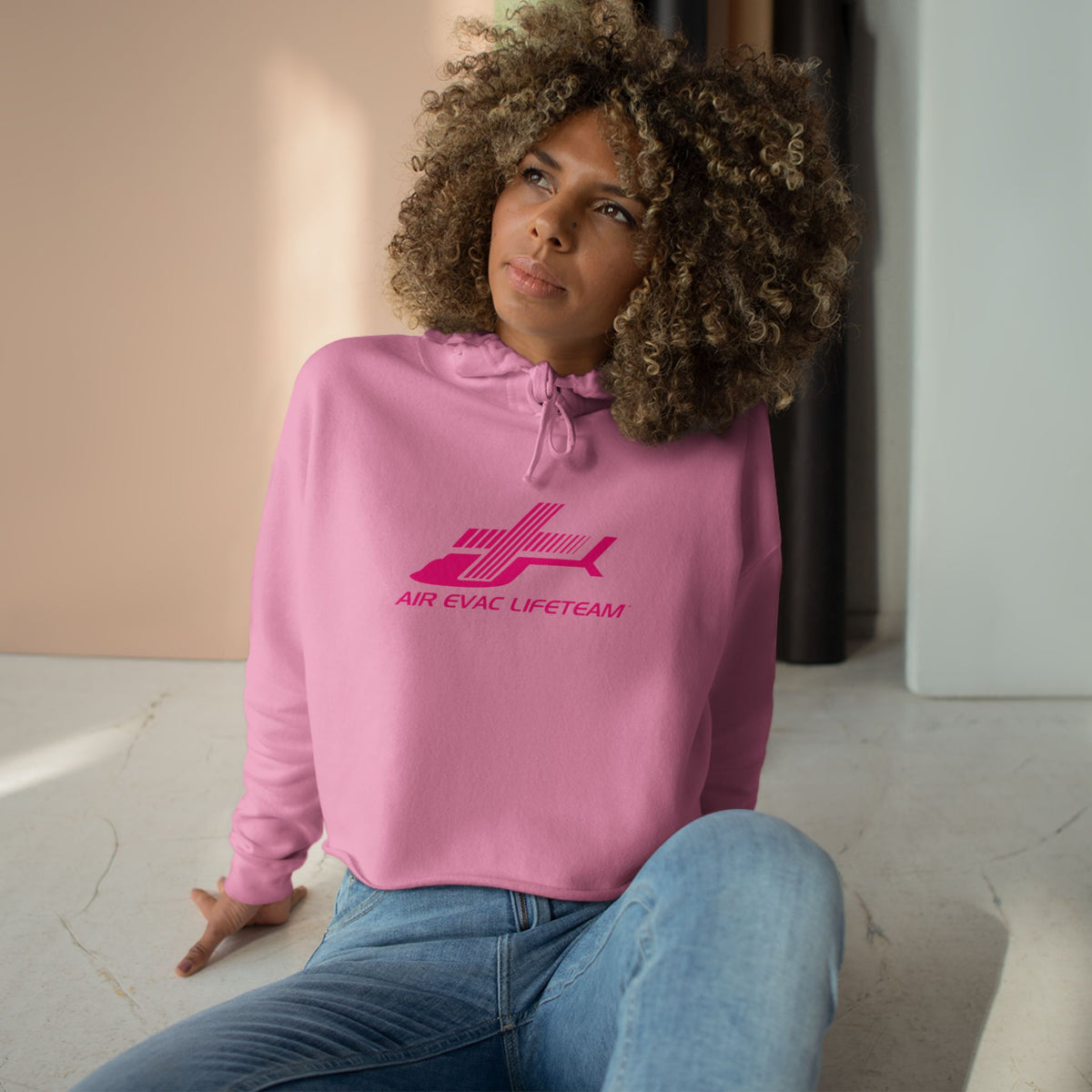Air Evac Pink October Breast Cancer Awareness Cropped Hoodie