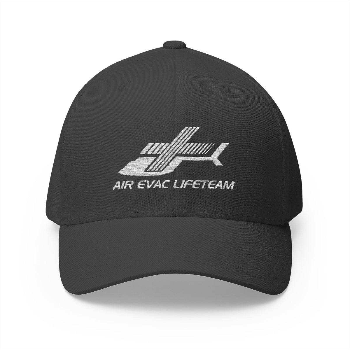 White Embroidered Air Evac Closed-Back Flexfit Hat
