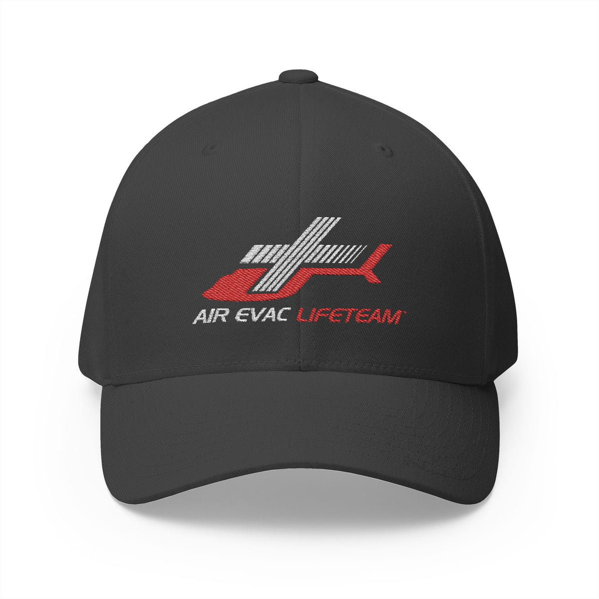 Red and White Air Evac Logo Closed-Back Flexfit Hat
