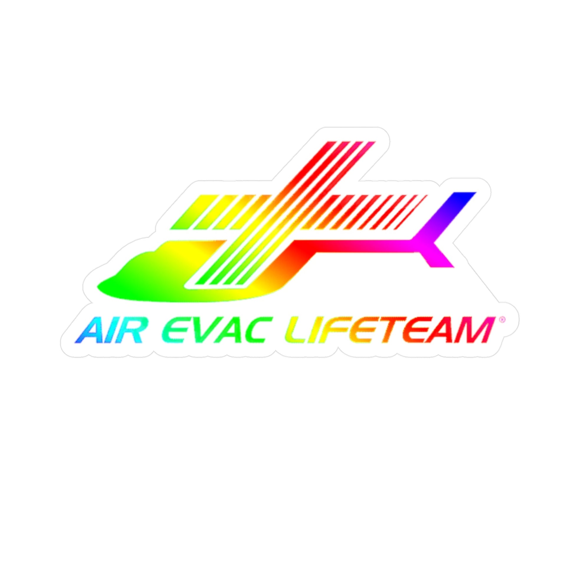 Sticker of a rainbow 'AIR EVAC LIFETEAM' logo