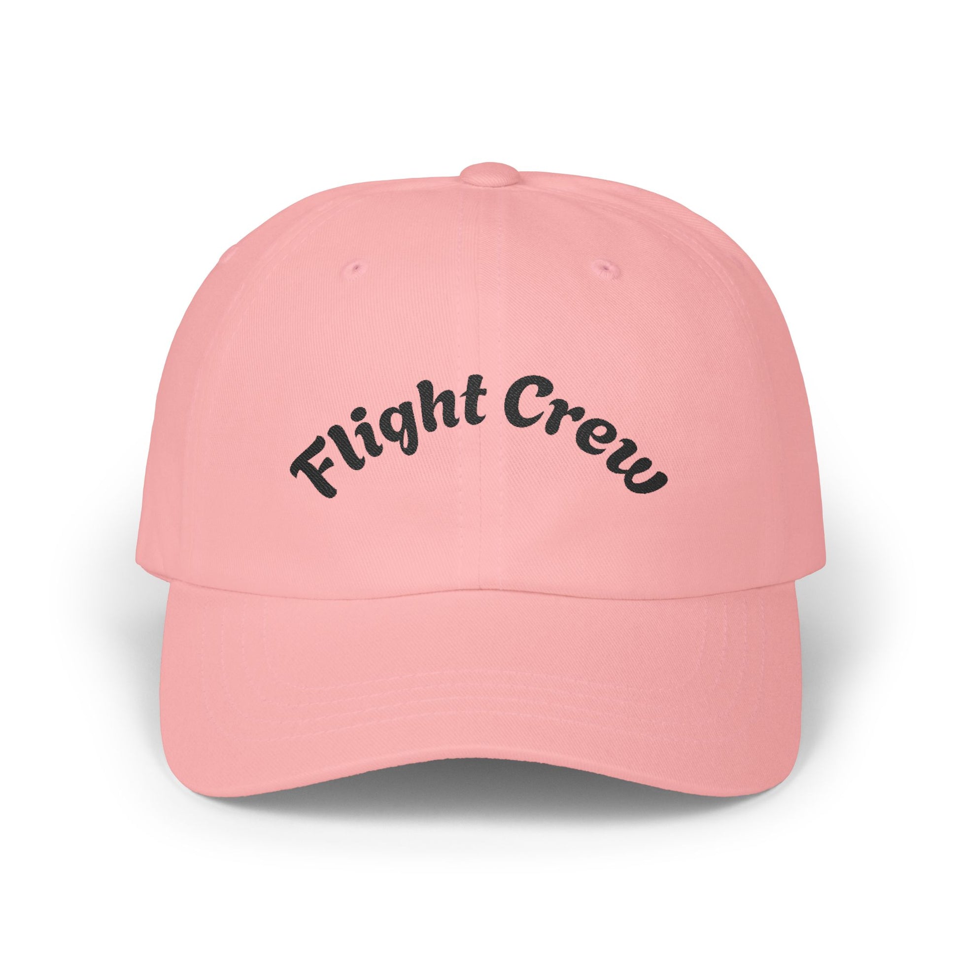 Pink cap with 'Flight Crew' text on a white background