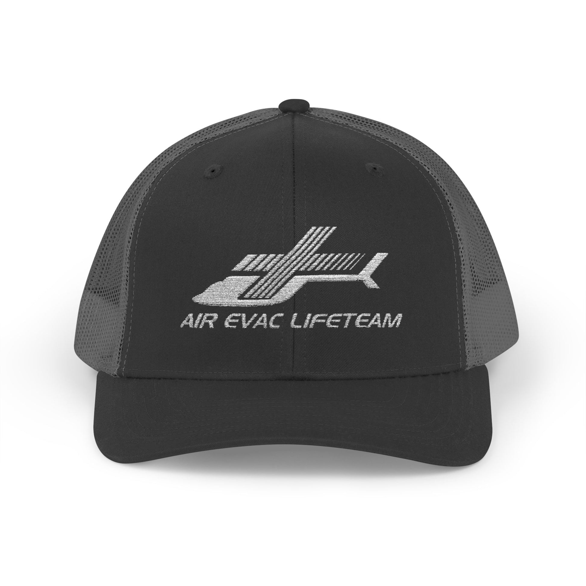 Dark gray cap with 'Air Evac Lifeteam' logo on a white background