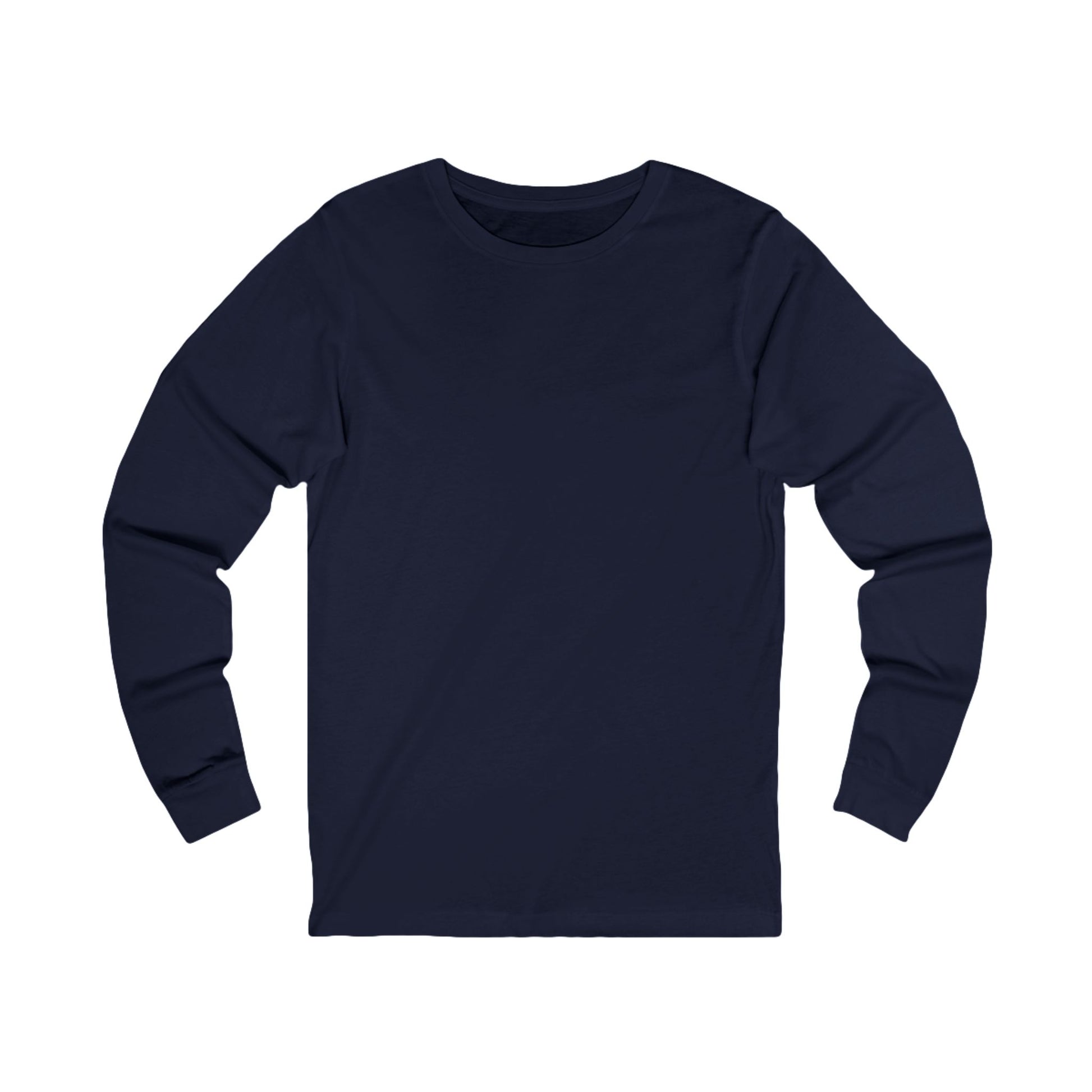 Navy blue long-sleeve shirt on a white background