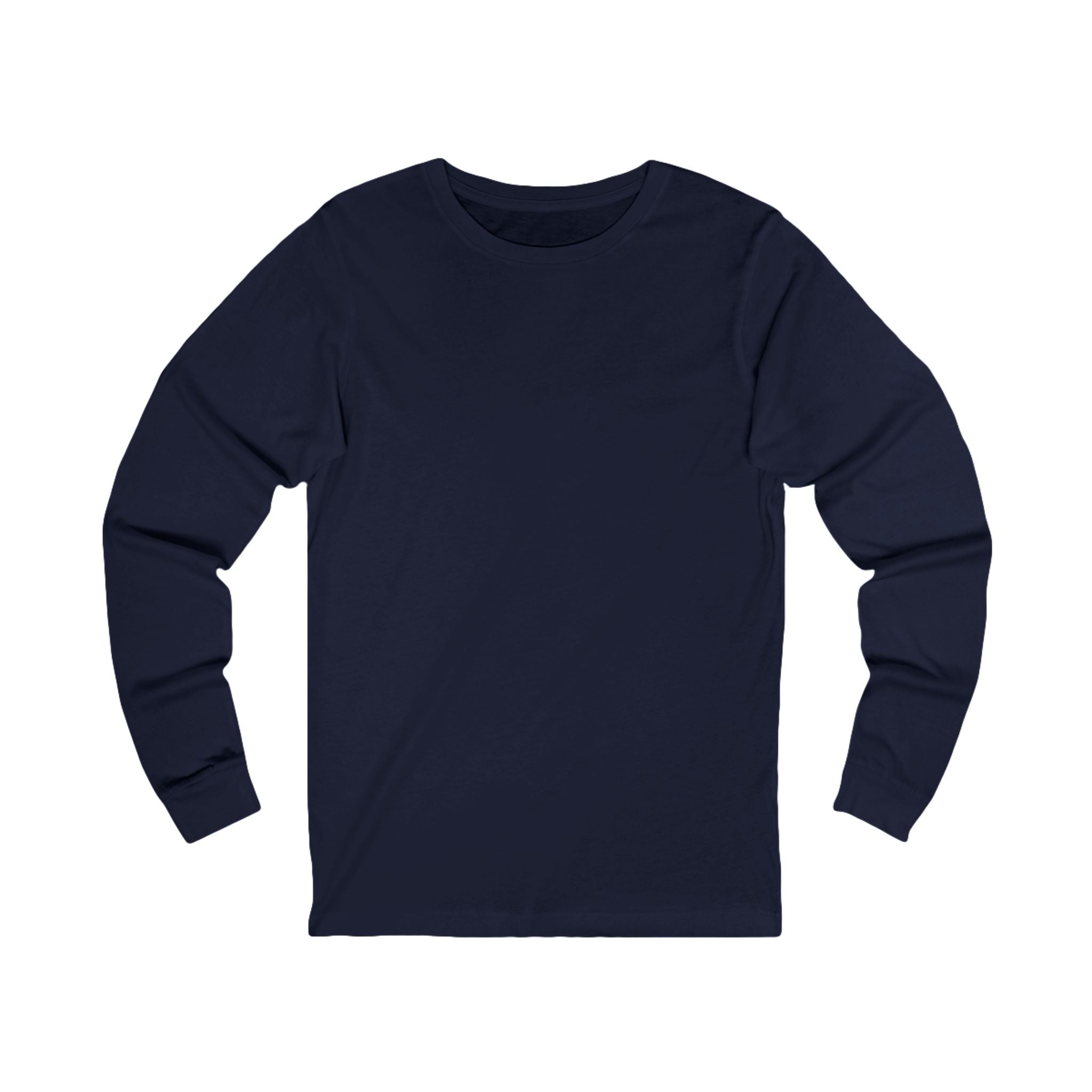 Navy blue long-sleeve shirt on a white background