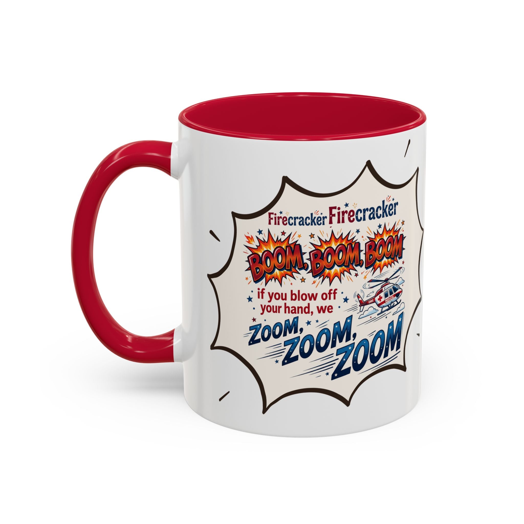 "Zoom Zoom Zoom" Comic Style Color Accent Mug