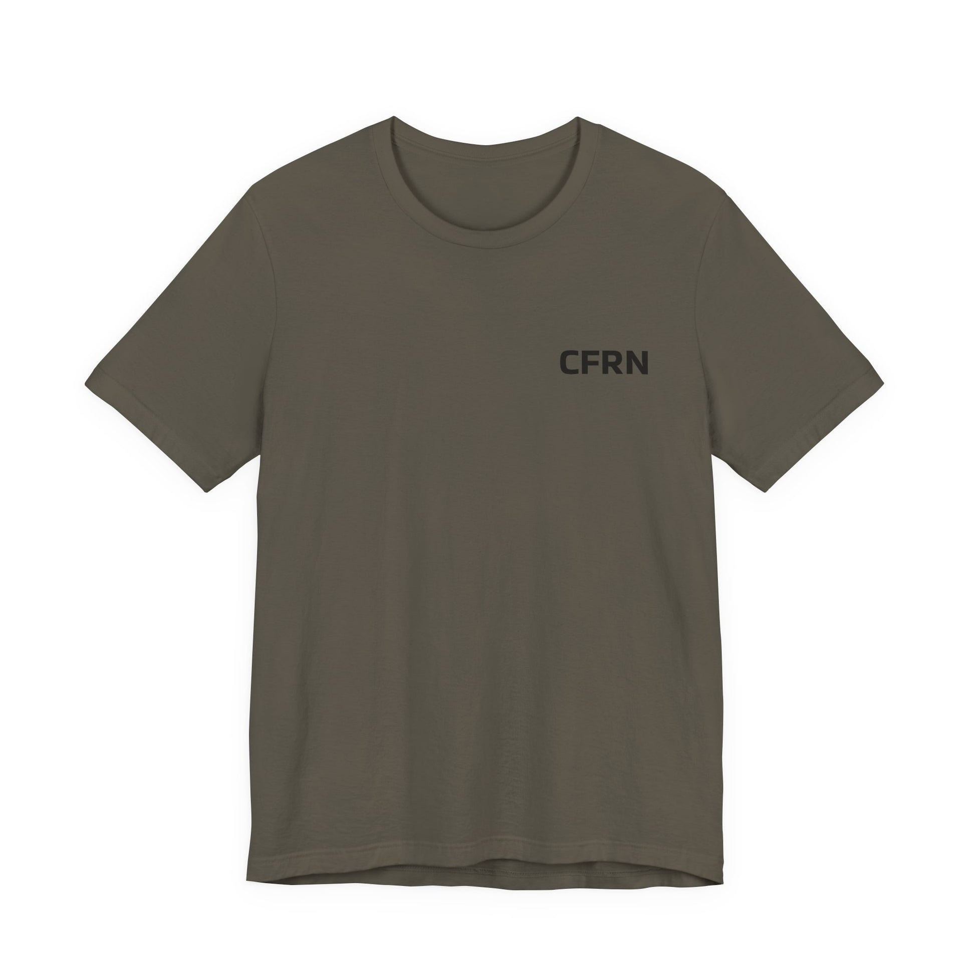 Green t-shirt with 'CFRN' logo on a white background