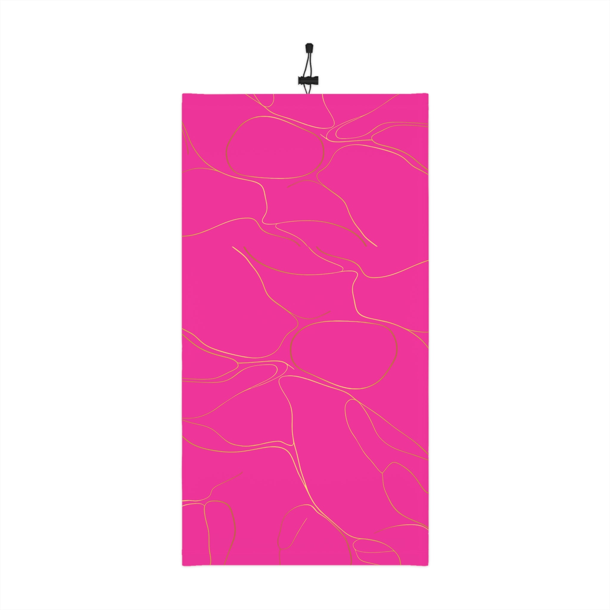 Hot pink neck gaiter with gold piping pattern by Rotor Wash & Wear