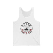 White tank top with 'Rotor Wash & Wear' logo on a white background