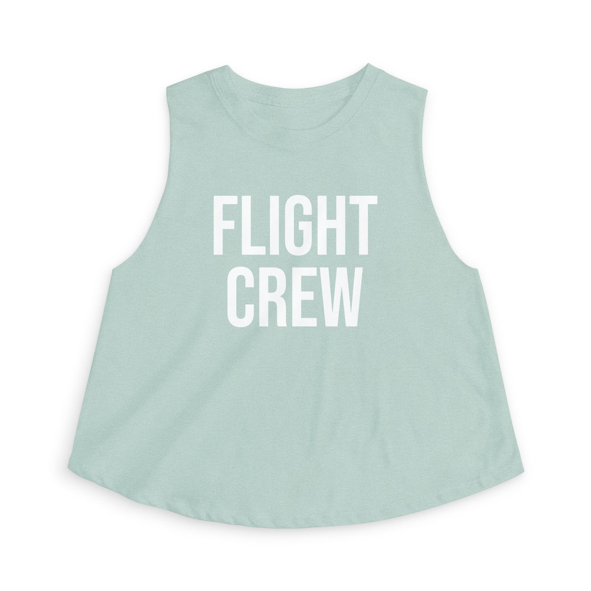 Light green sleeveless shirt with 'FLIGHT CREW' text by Rotor Wash & Wear