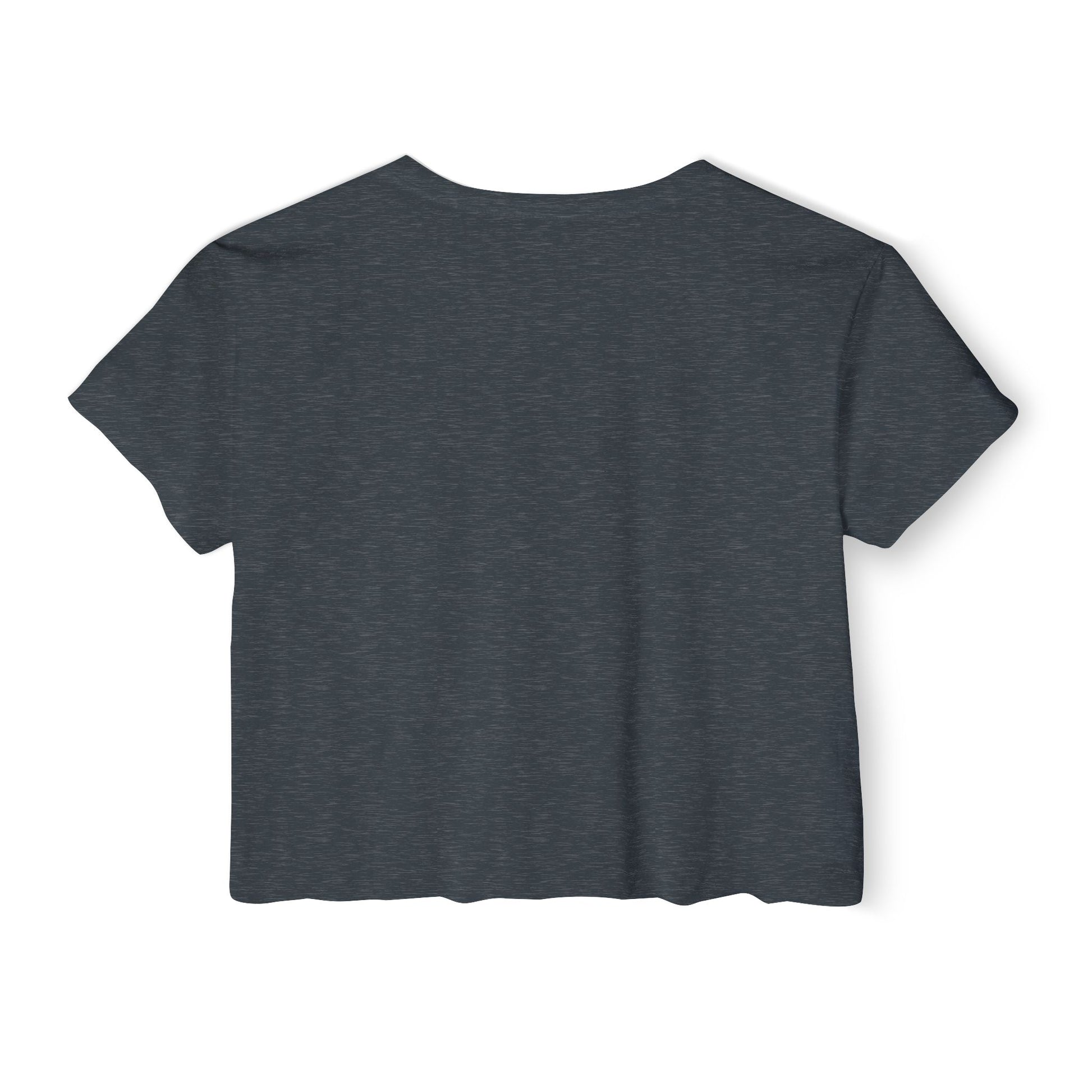 Back view of a plain dark gray t-shirt on a white background