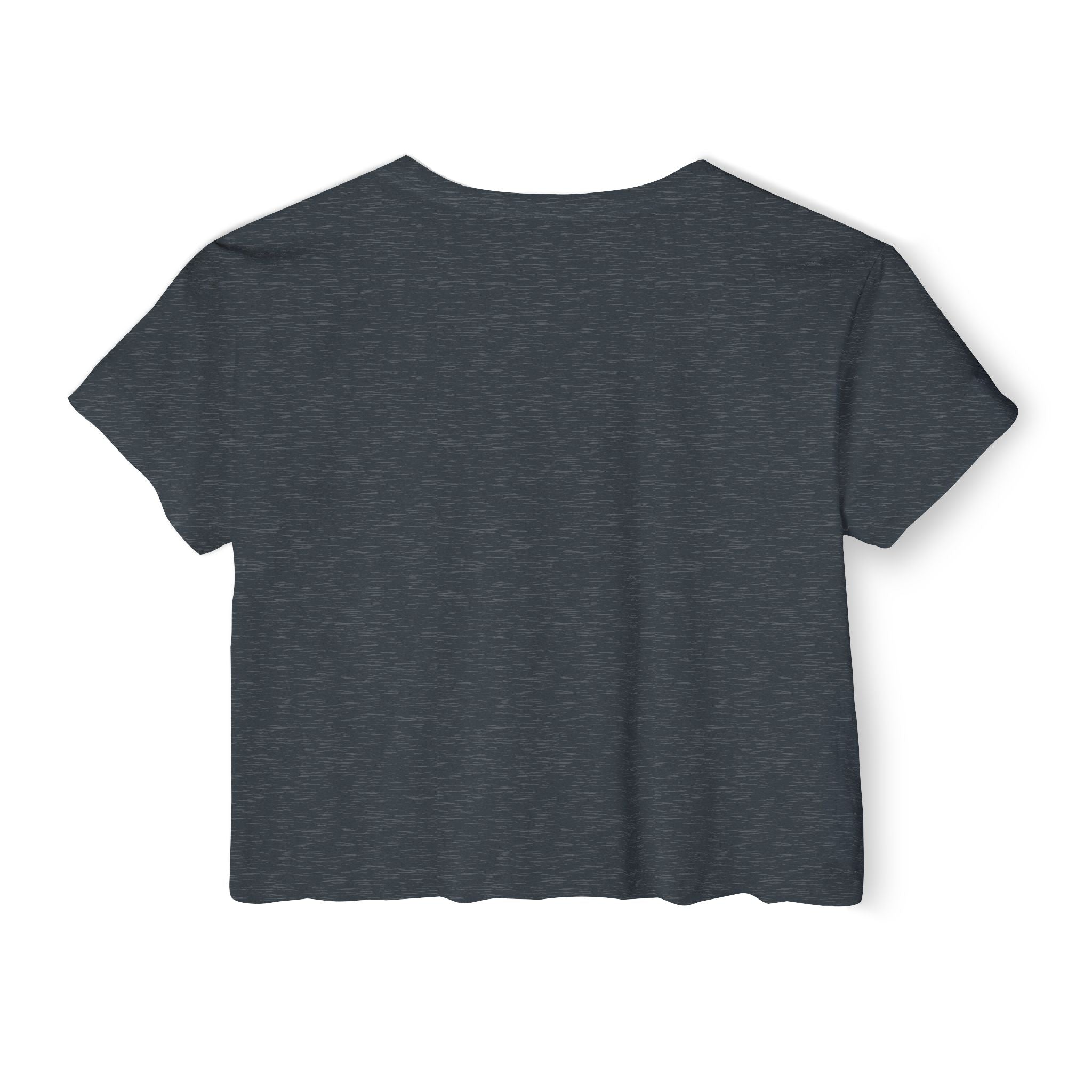 Back view of a plain dark gray t-shirt on a white background