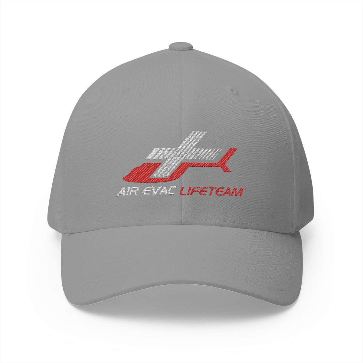 Red and White Air Evac Logo Closed-Back Flexfit Hat