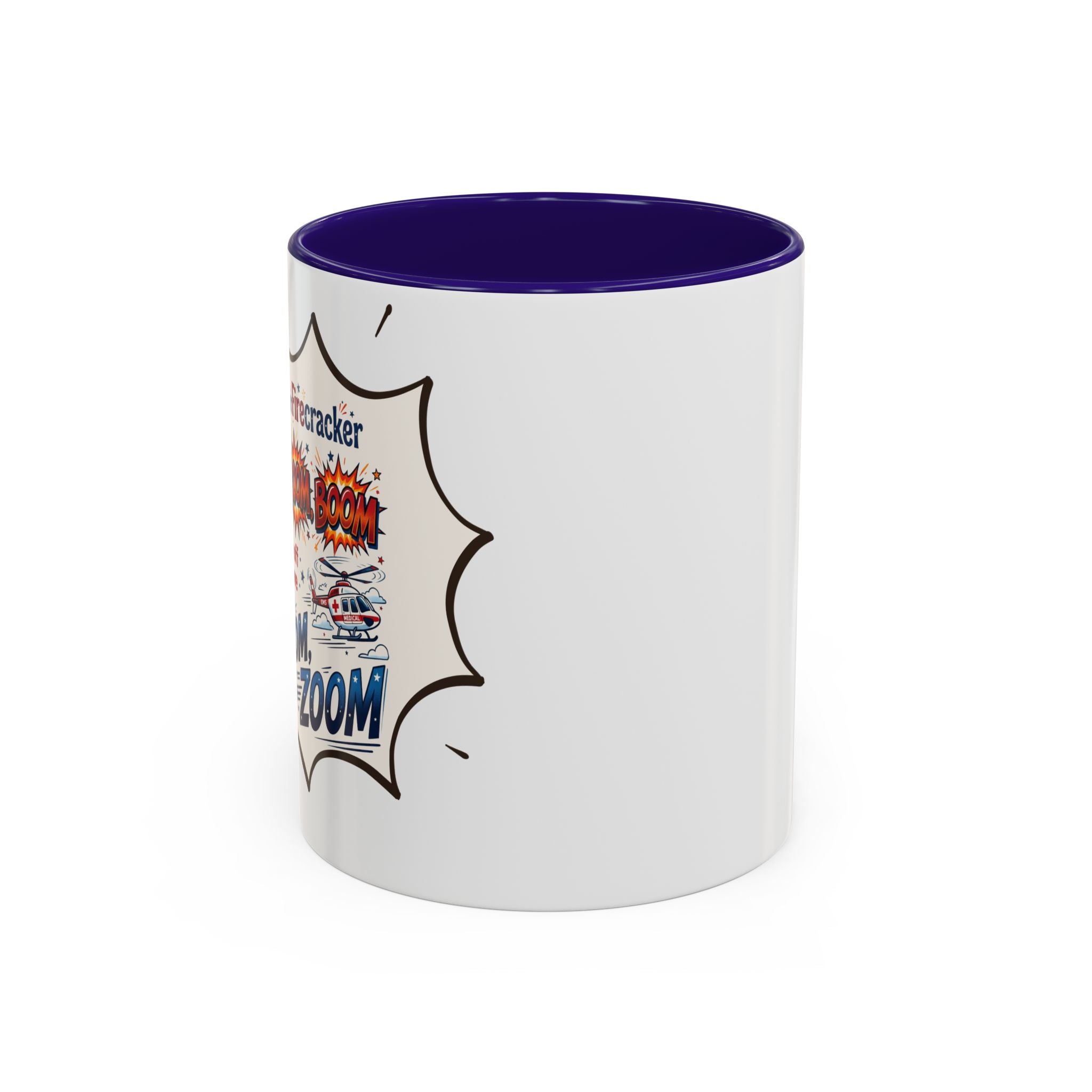 "Zoom Zoom Zoom" Comic Style Color Accent Mug