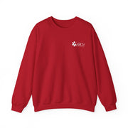 Red crewneck sweatshirt with a small ARCH by Air Methods logo on the left chest by Rotor Wash & Wear