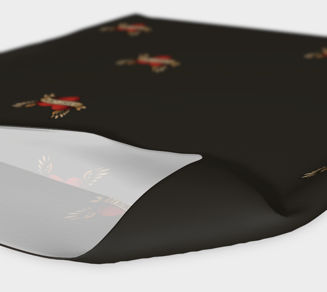 Black headband with heart and arrow designs and text "flight crew" on a white background
