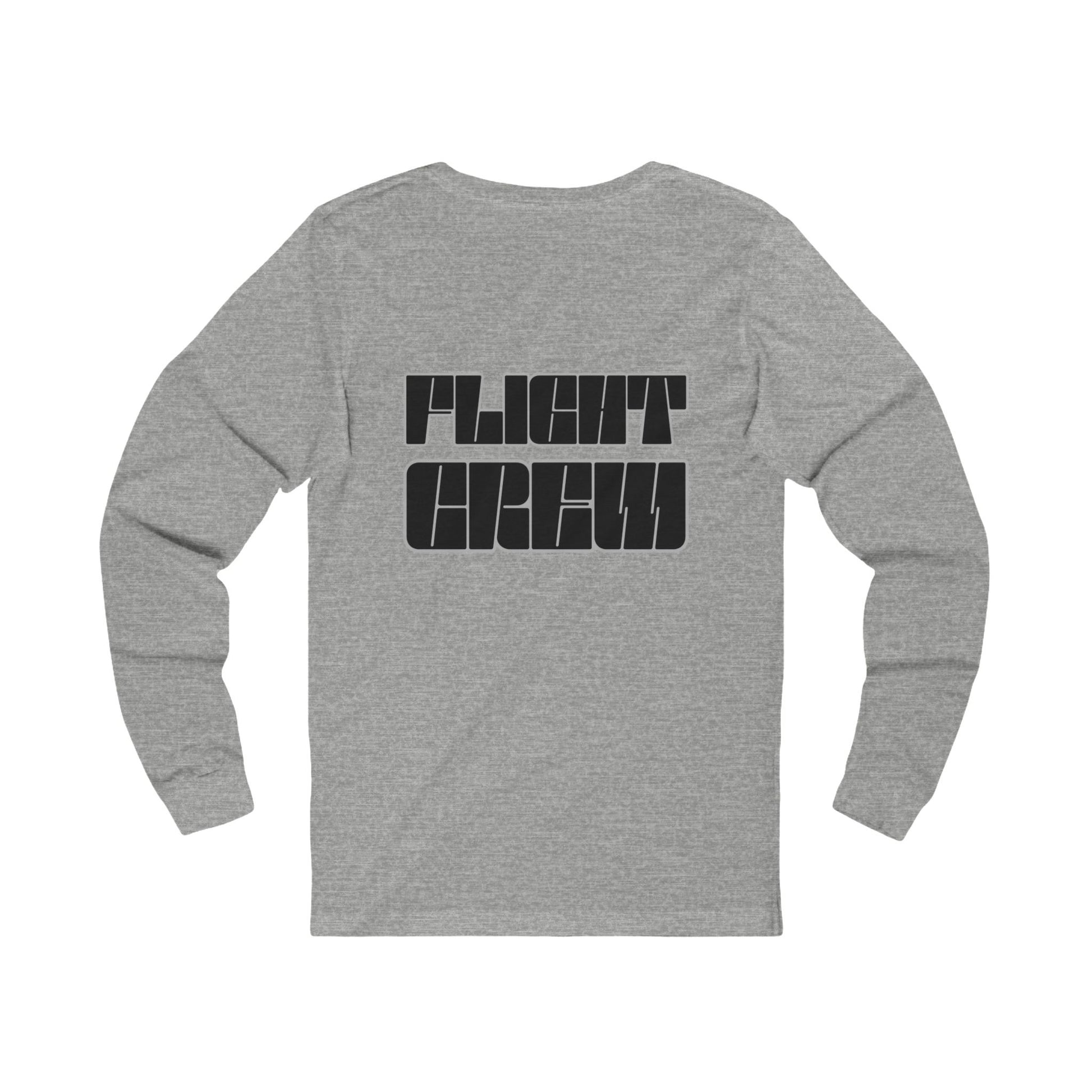 Gray long-sleeve shirt with 'FLIGHT CREW' text in black by Rotor Wash & Wear