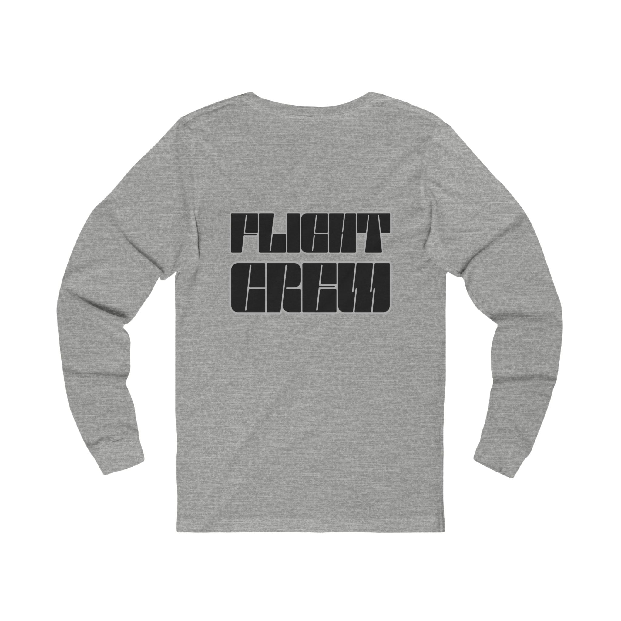 Gray long-sleeve shirt with 'FLIGHT CREW' text in black by Rotor Wash & Wear