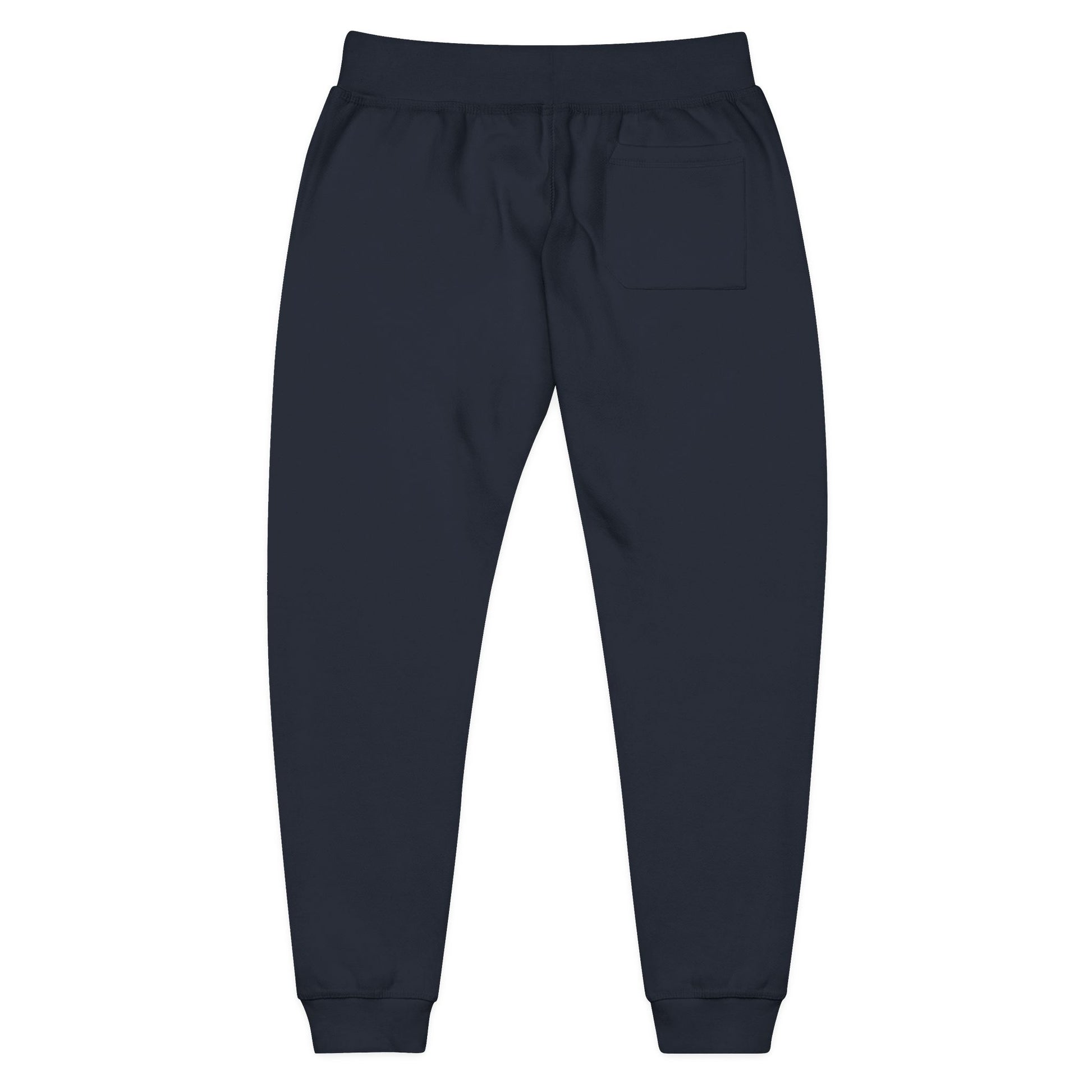 Navy blue sweatpants on a white background