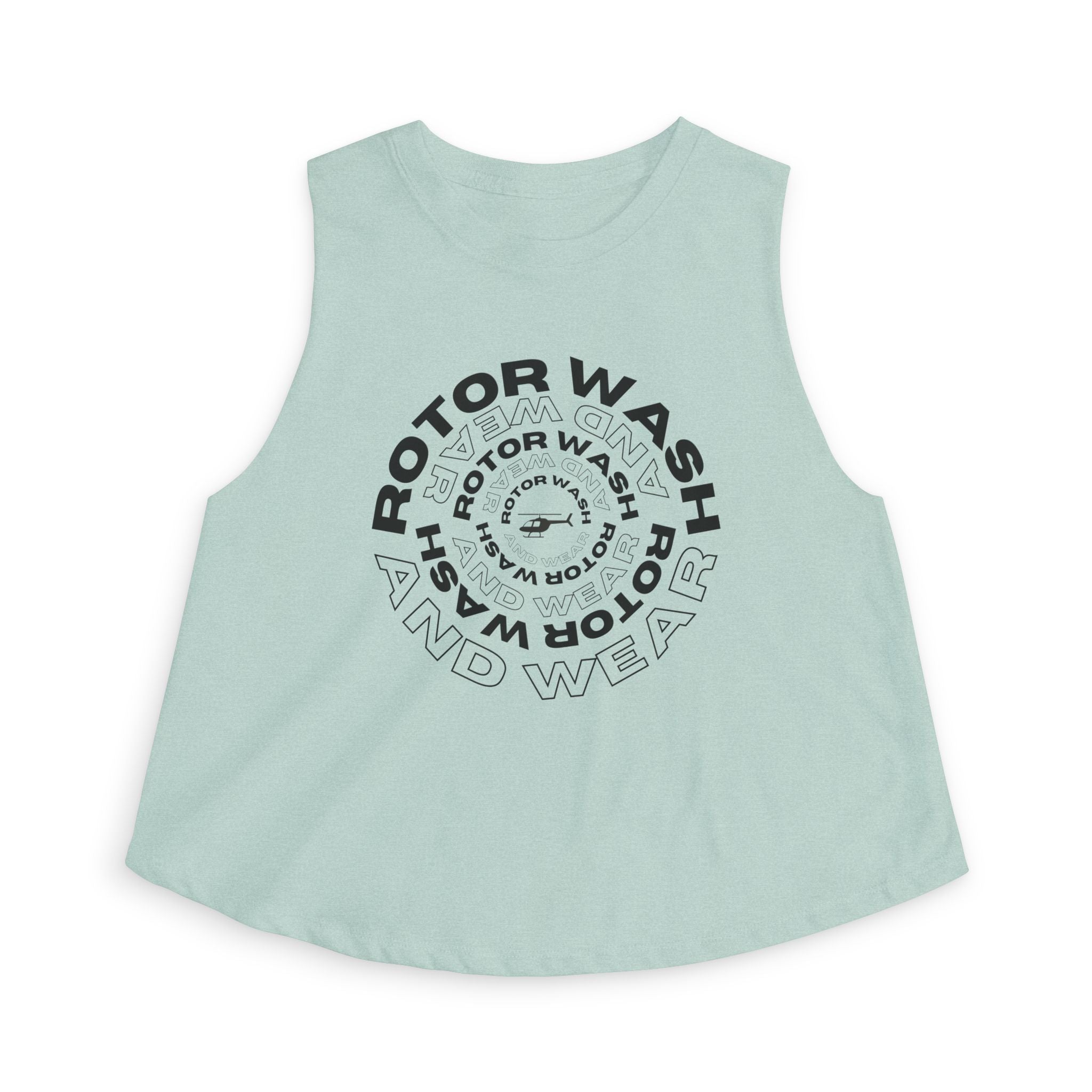 Light green tank top with 'Rotor Wash & Wear' circle logo design on a white background