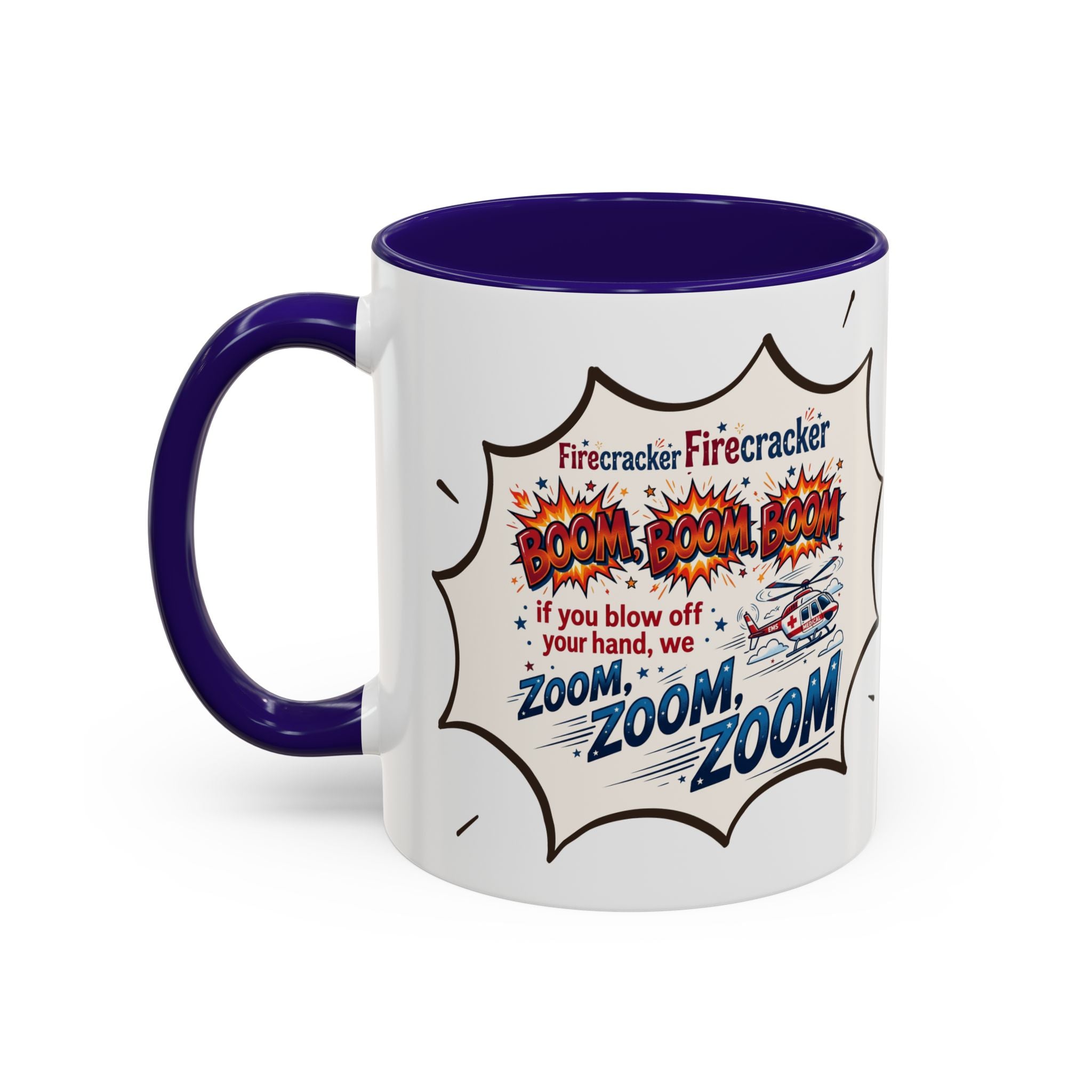 "Zoom Zoom Zoom" Comic Style Color Accent Mug