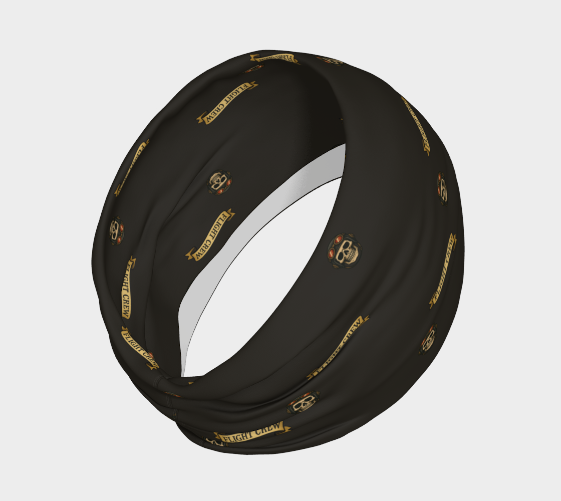 Black headband with 'FLIGHT CREW' and skull designs