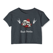 Dark gray t-shirt with skull and roses design and 'Dead Inside' text by Rotor Wash & Wear