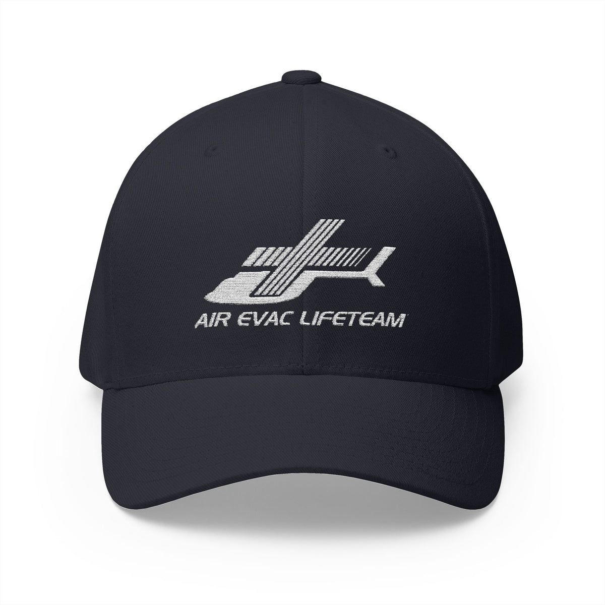 White Embroidered Air Evac Closed-Back Flexfit Hat