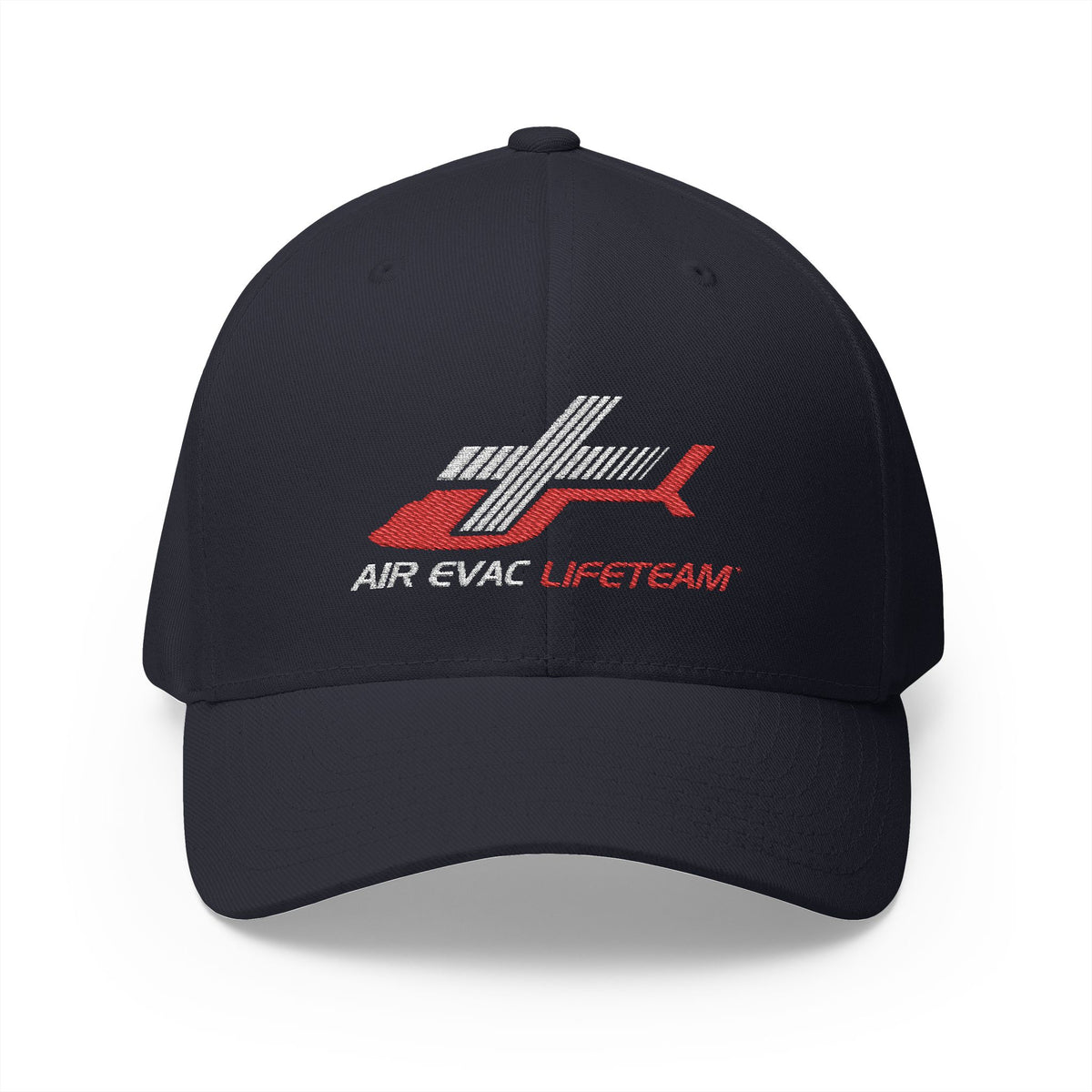 Red and White Air Evac Logo Closed-Back Flexfit Hat