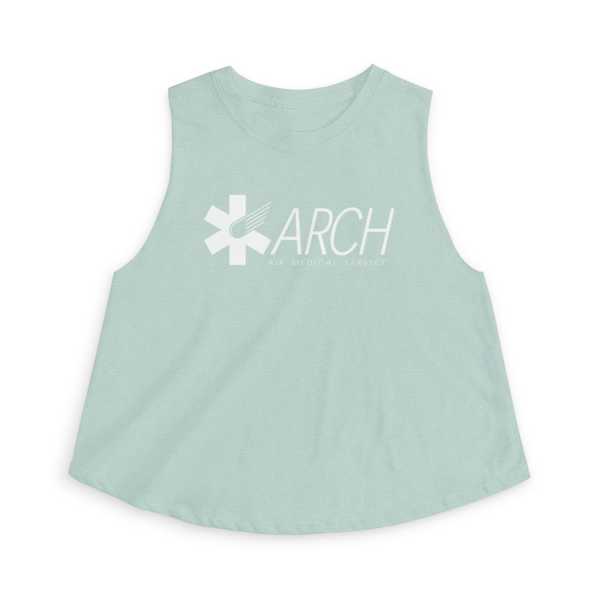 Light green sleeveless shirt with ARCH by Air Methods logo by Rotor Wash & Wear