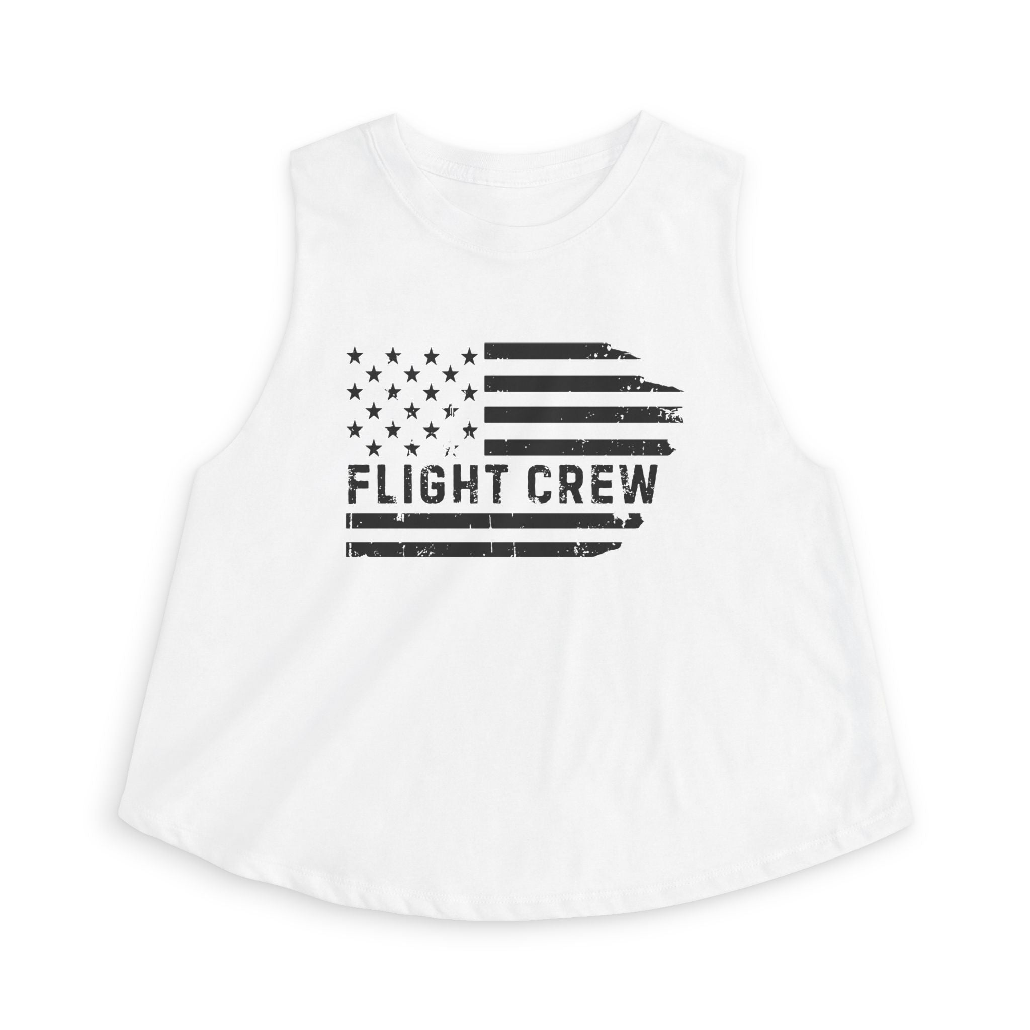 Distressed Flag "Flight Crew" Women's Crop Tank