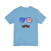 Patriotic Sunglasses & Mustache Flight Crew Tee
