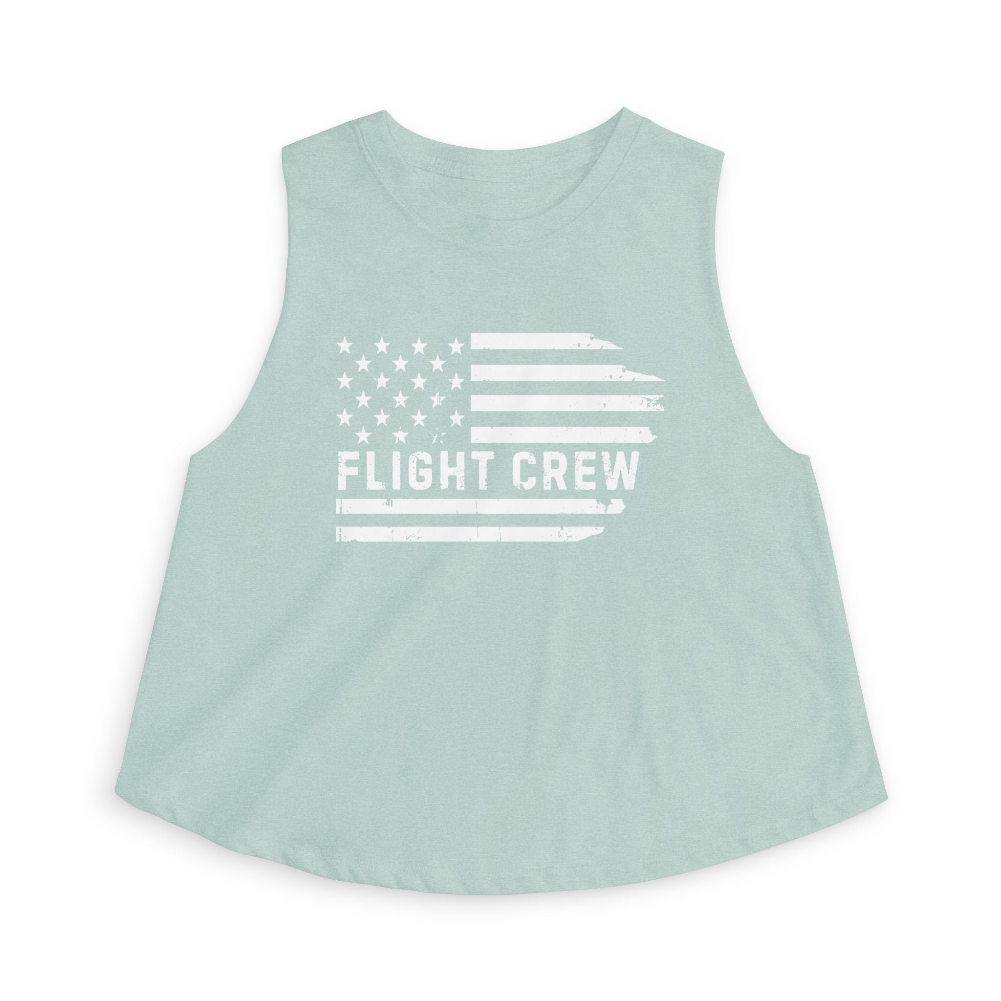 Distressed Flag "Flight Crew" Women's Crop Tank