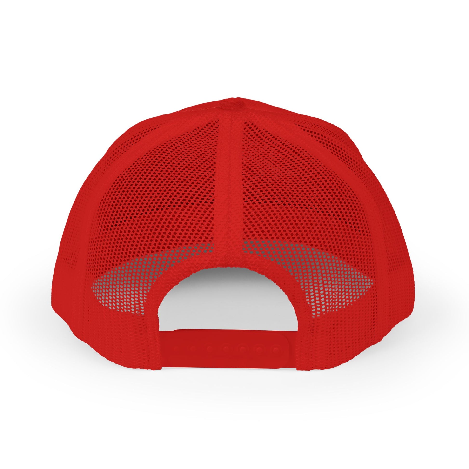Red mesh cap on a white background