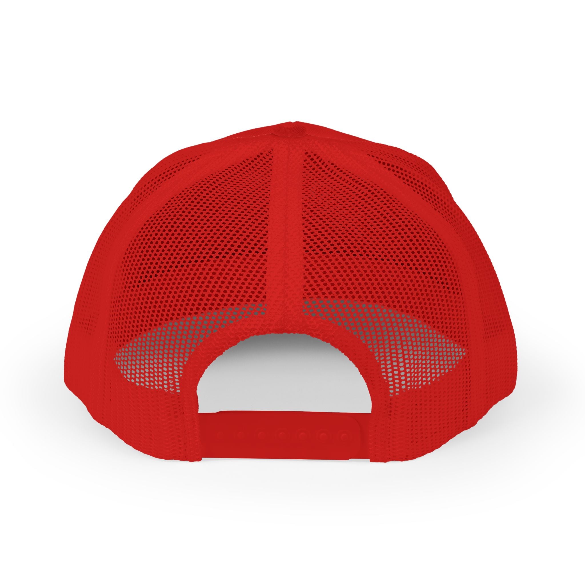 Red mesh cap on a white background