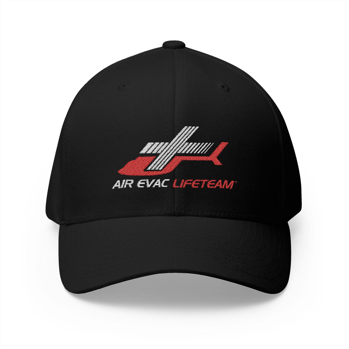 Red and White Air Evac Logo Closed-Back Flexfit Hat