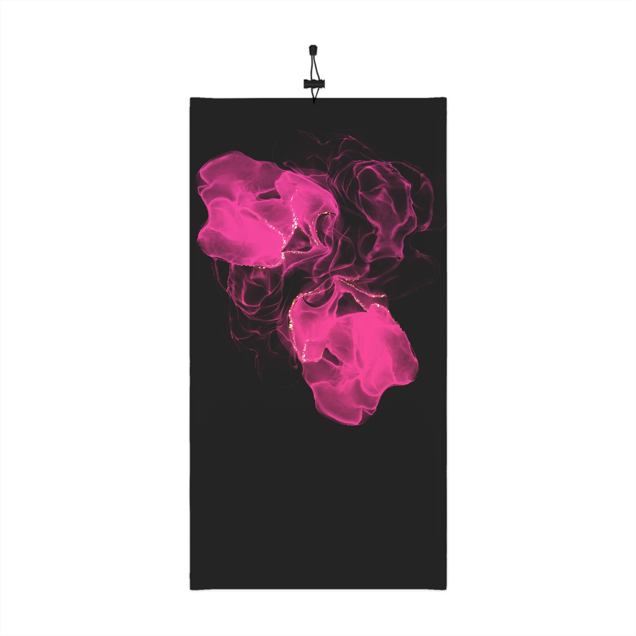 Black neck gaiter with pink smoke pattern by Rotor Wash & Wear