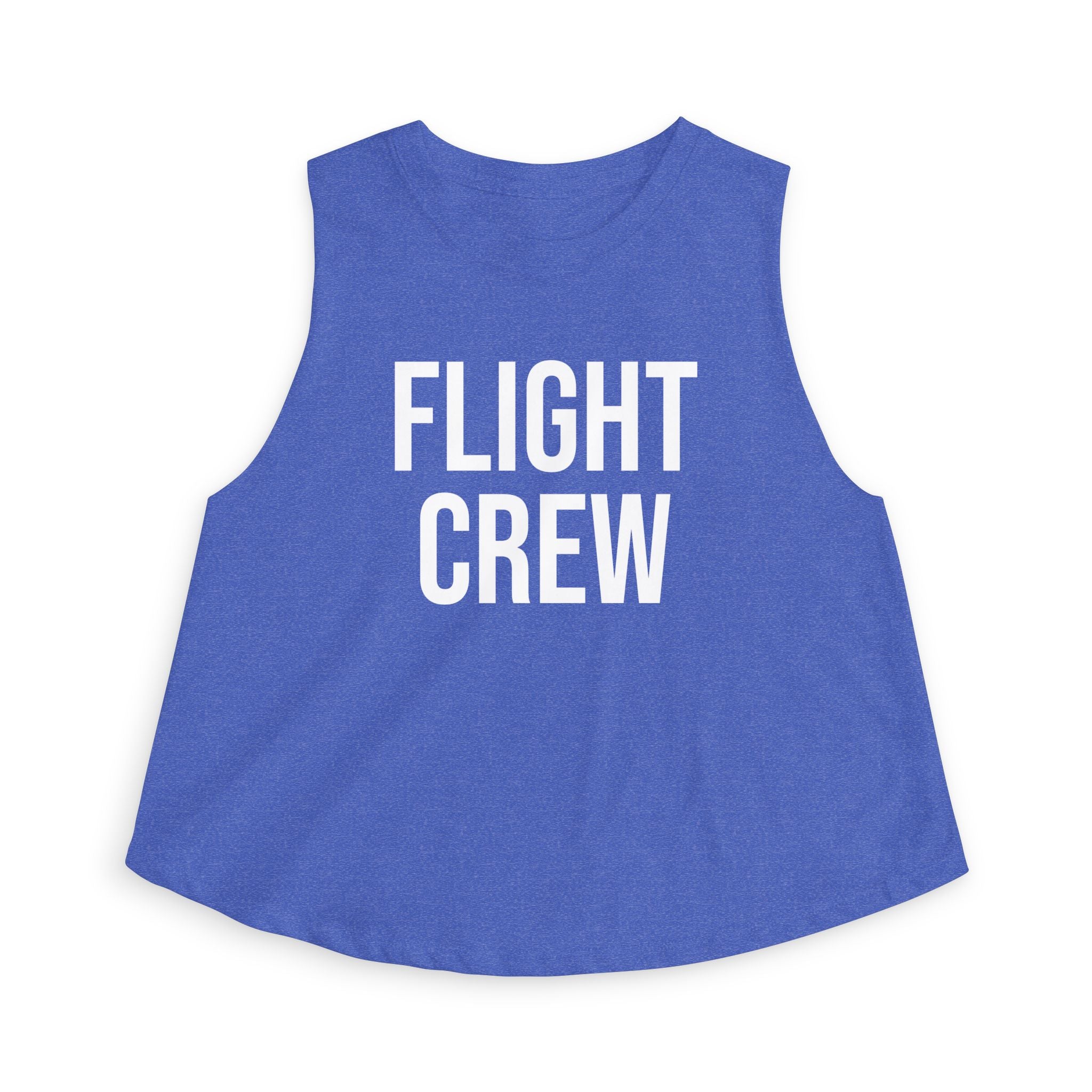Blue sleeveless shirt with 'FLIGHT CREW' text by Rotor Wash & Wear