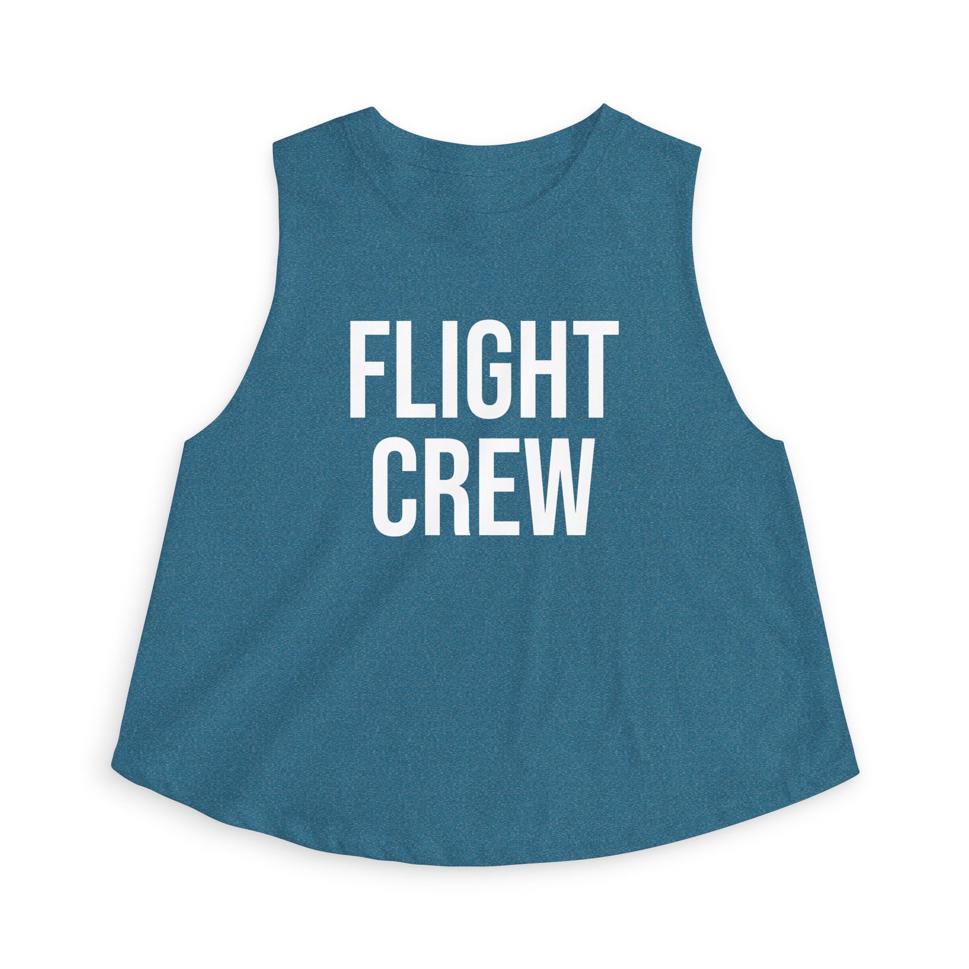 Blue sleeveless shirt with 'FLIGHT CREW' text by Rotor Wash & Wear