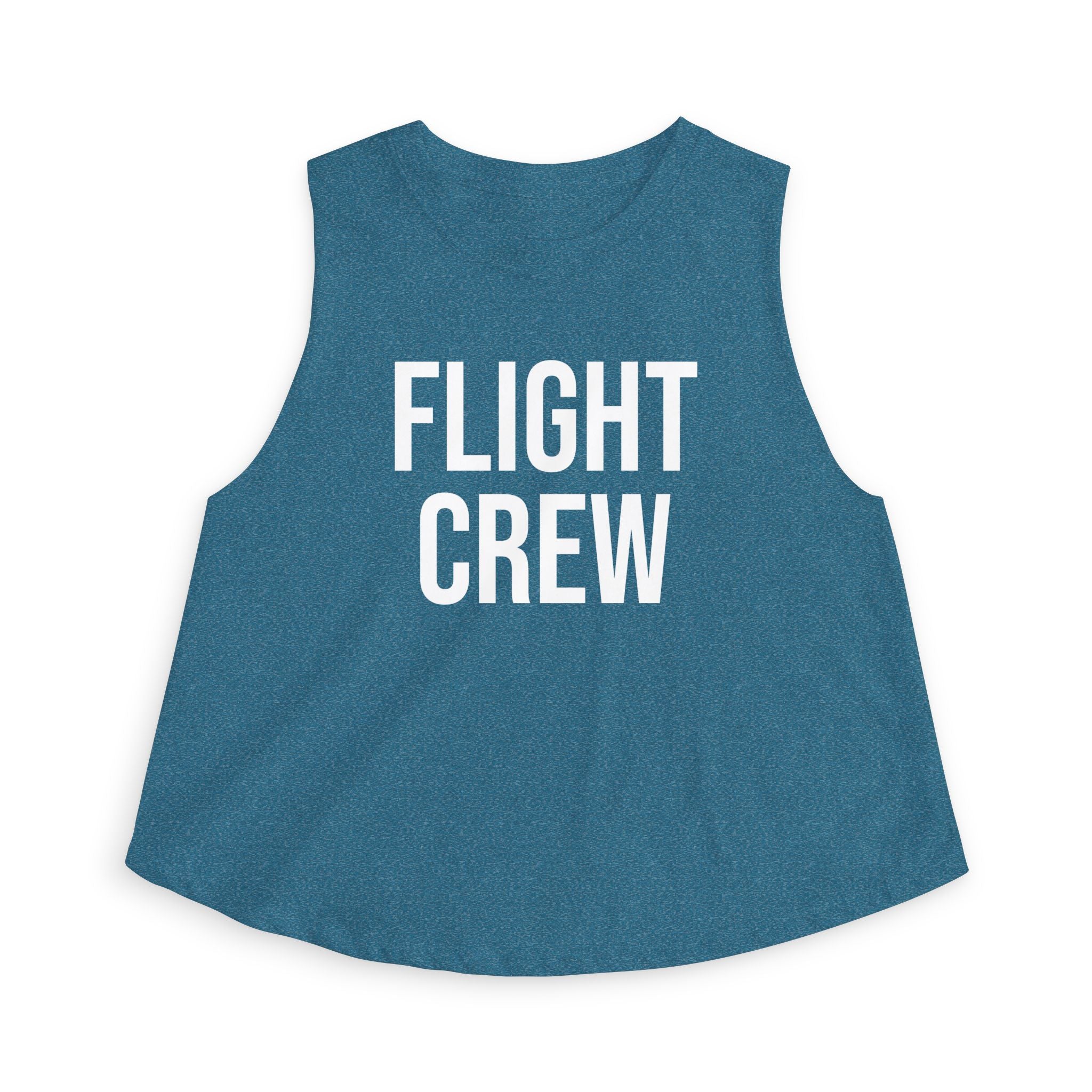 Blue sleeveless shirt with 'FLIGHT CREW' text by Rotor Wash & Wear