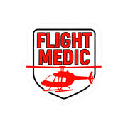 Red. white, and black sticker with 'FLIGHT MEDIC' text and a helicopter on a white background