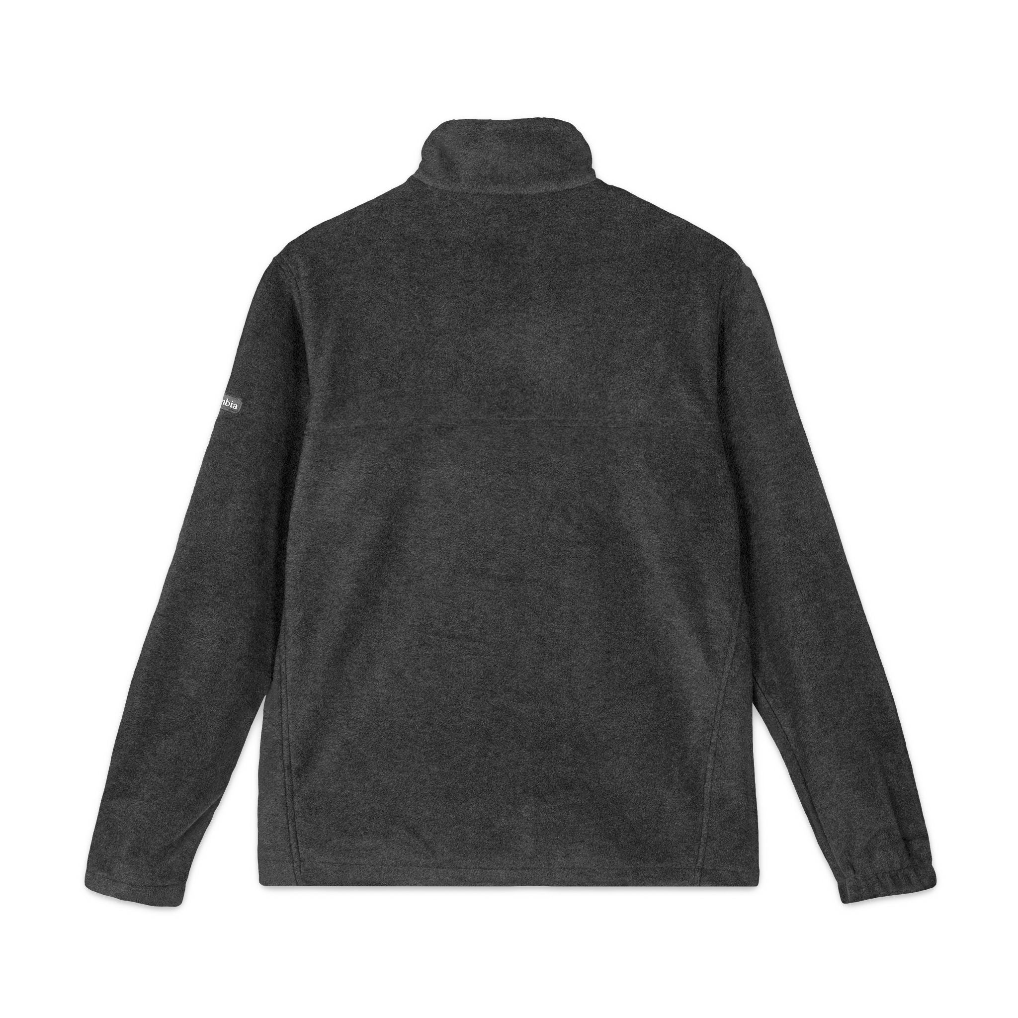 Dark gray fleece jacket on a white background