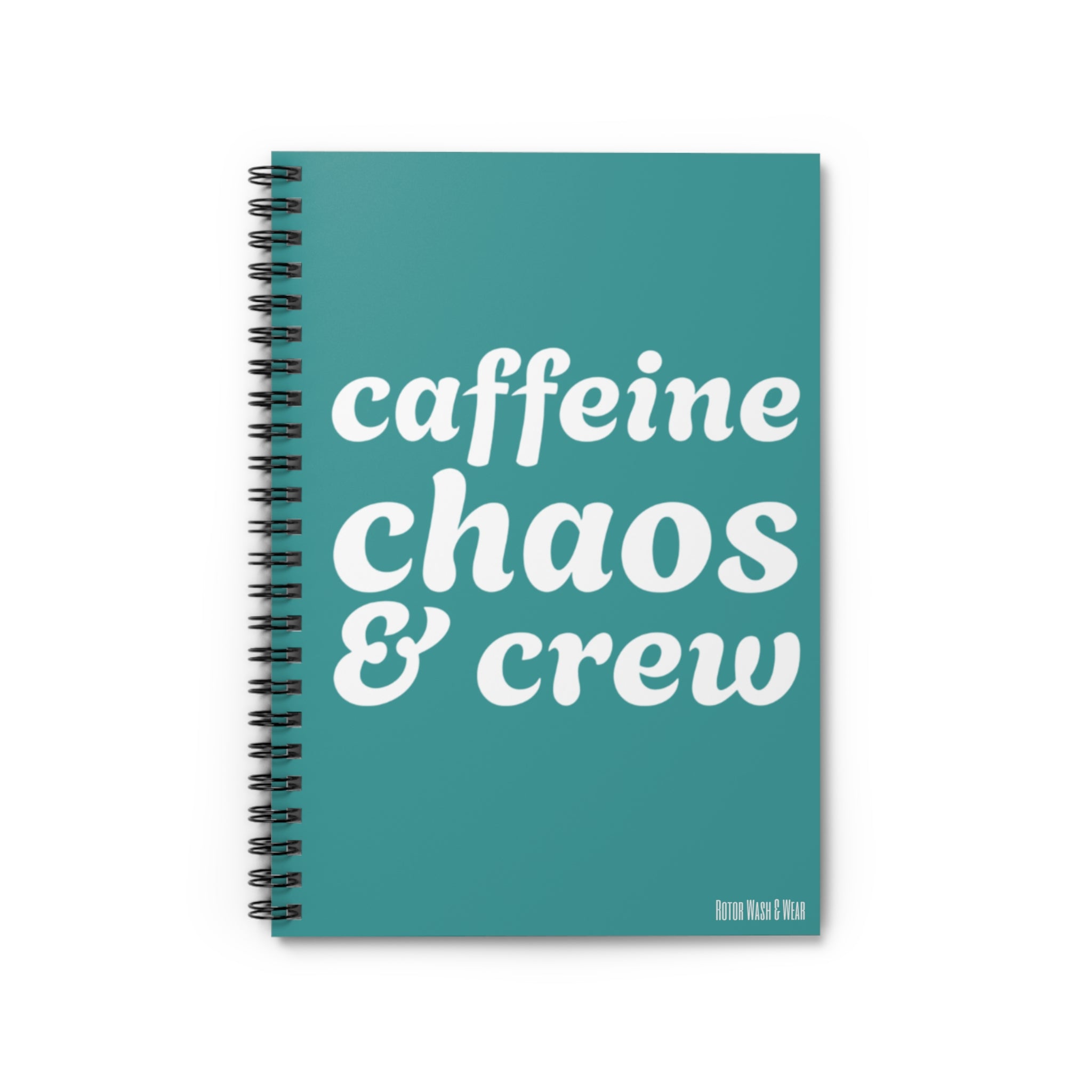 "Caffeine, Chaos, and Crew" Pocket Spiral Notebook