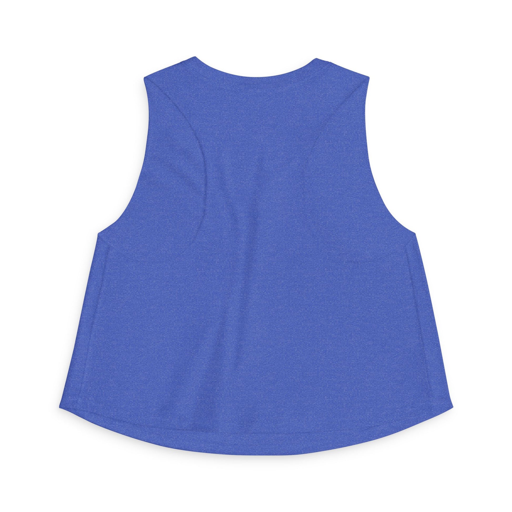 Blue sleeveless top on a white background
