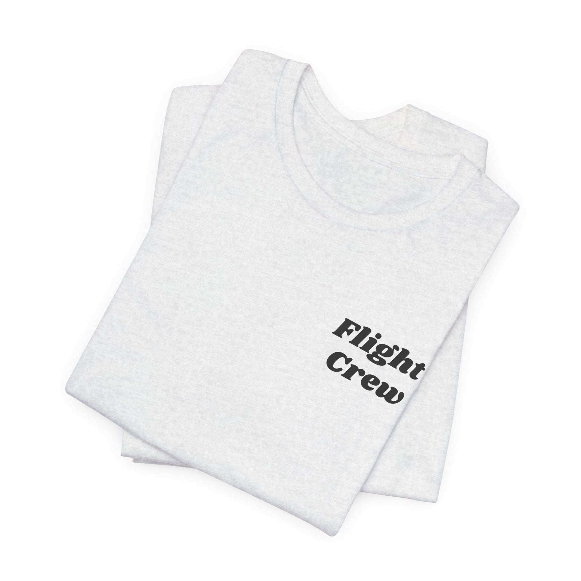 White tank top with 'Flight Crew' text on a white background