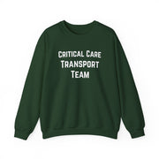 Green sweatshirt with 'Critical Care Transport Team' text by Rotor Wash & Wear