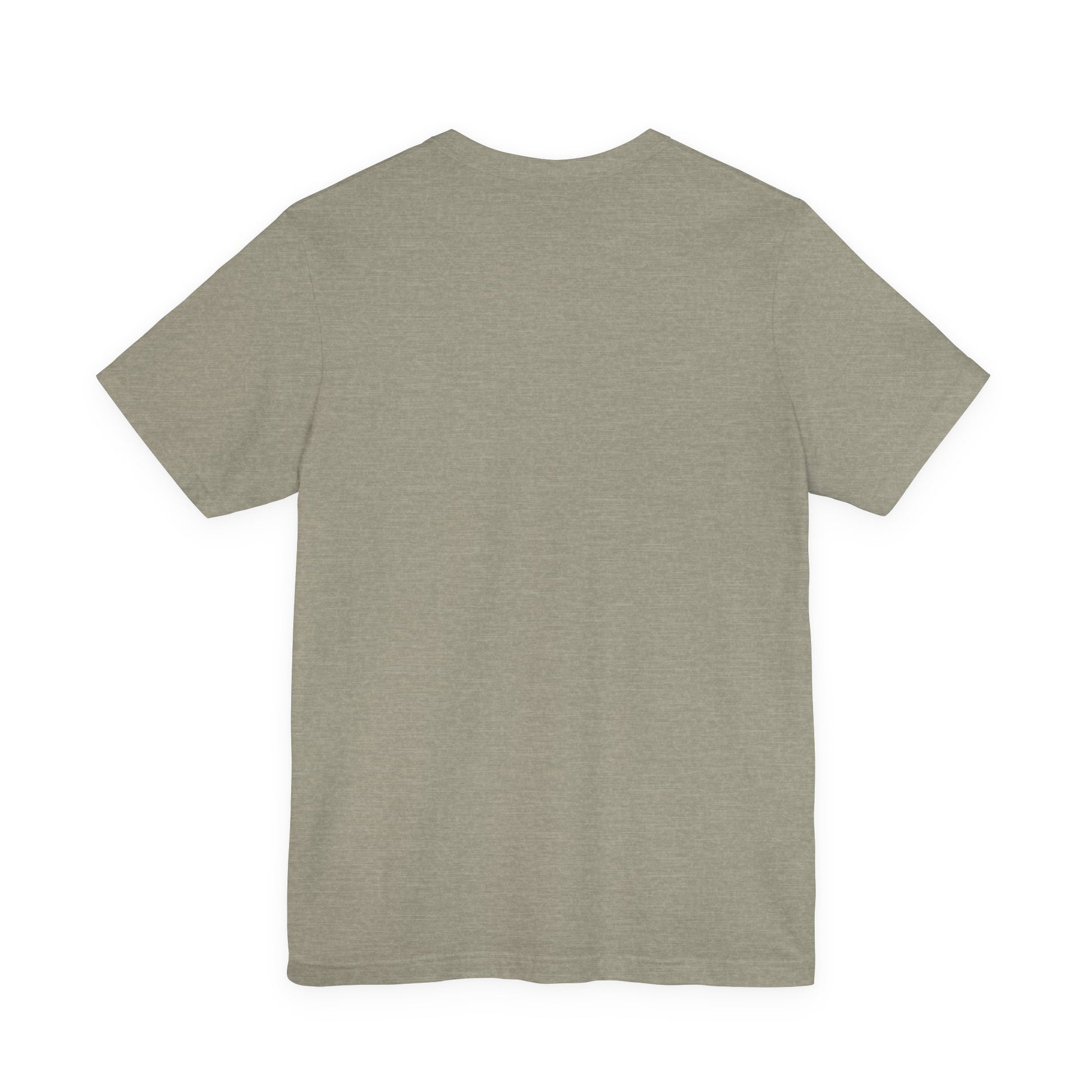 Back view of a plain green t-shirt on a white background
