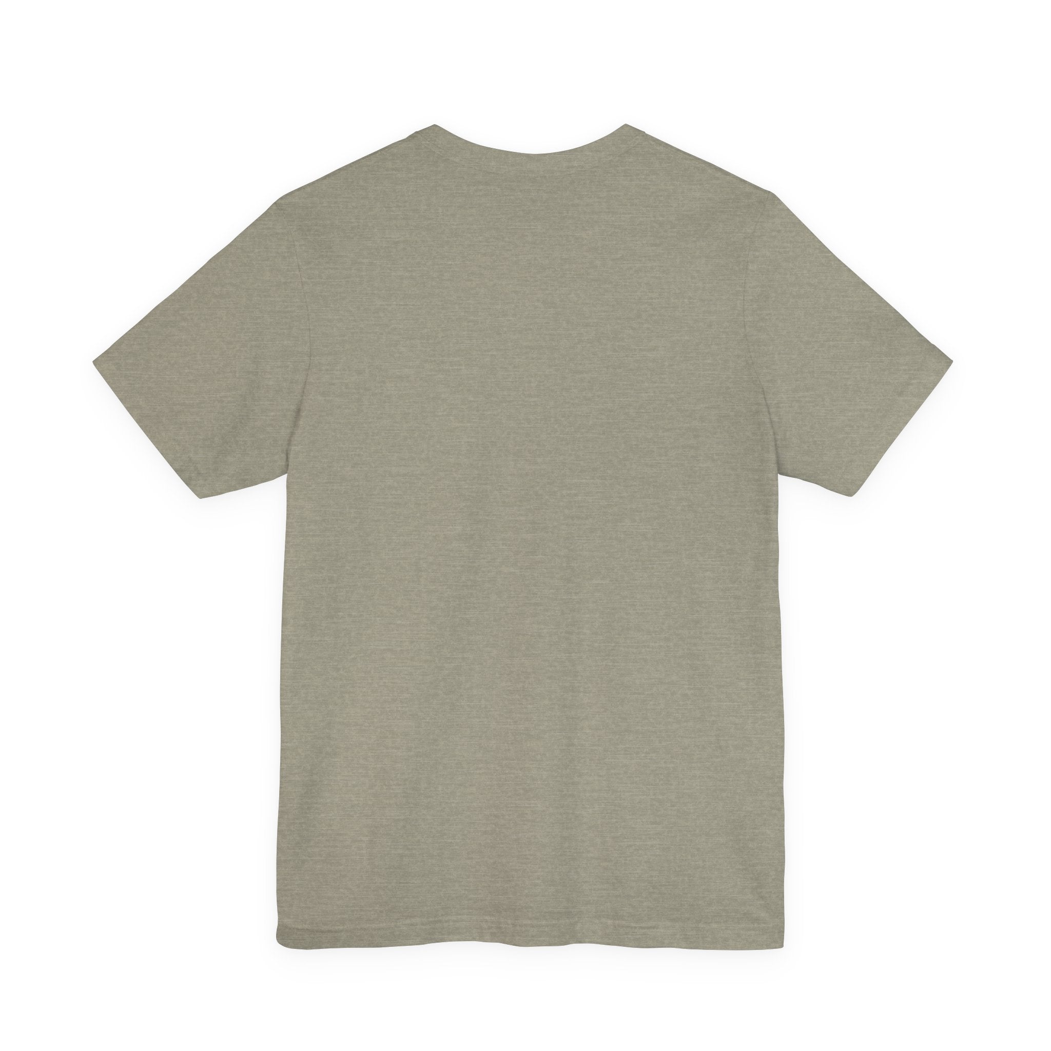 Back view of a plain green t-shirt on a white background