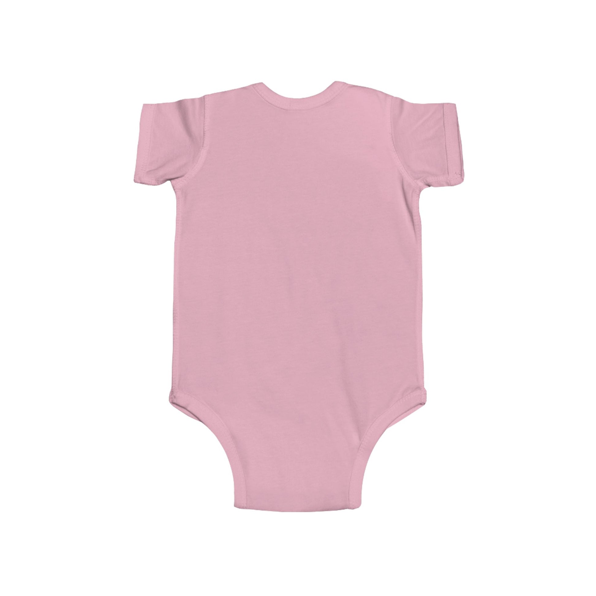Pink baby onesie on a white background