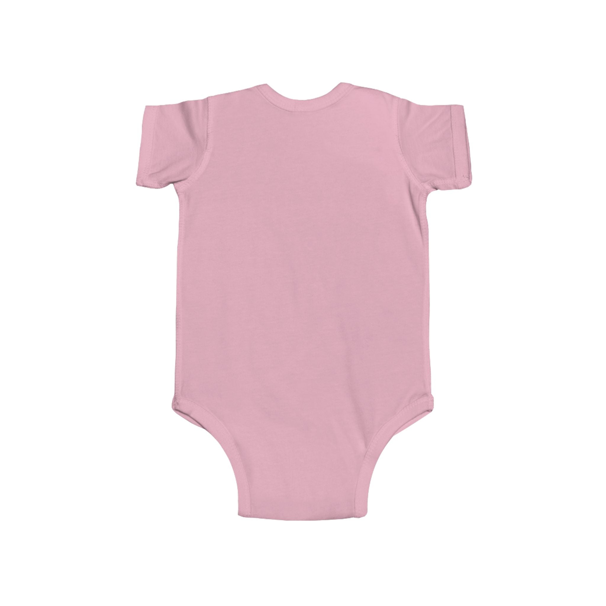 Pink baby onesie on a white background